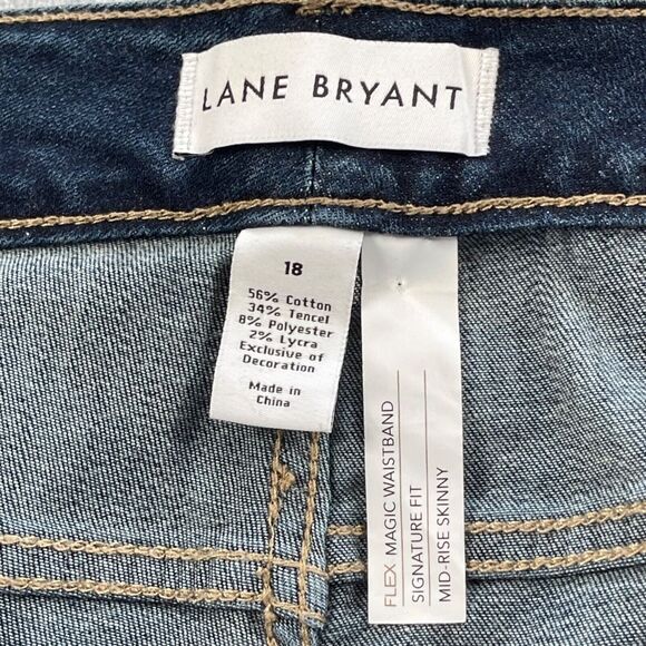 Lane Bryant Jeans 18 Dark Wash Distressed Leopard Patch Skinny - Picture 7 of 9